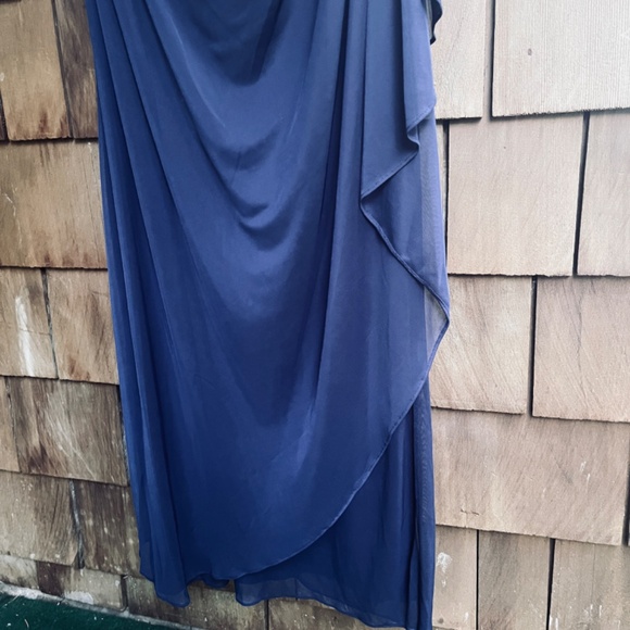 Alex Evenings Long Empire Waist Dress Soutache Bodice Cascade Ruffle Skirt 10 - Picture 9 of 15